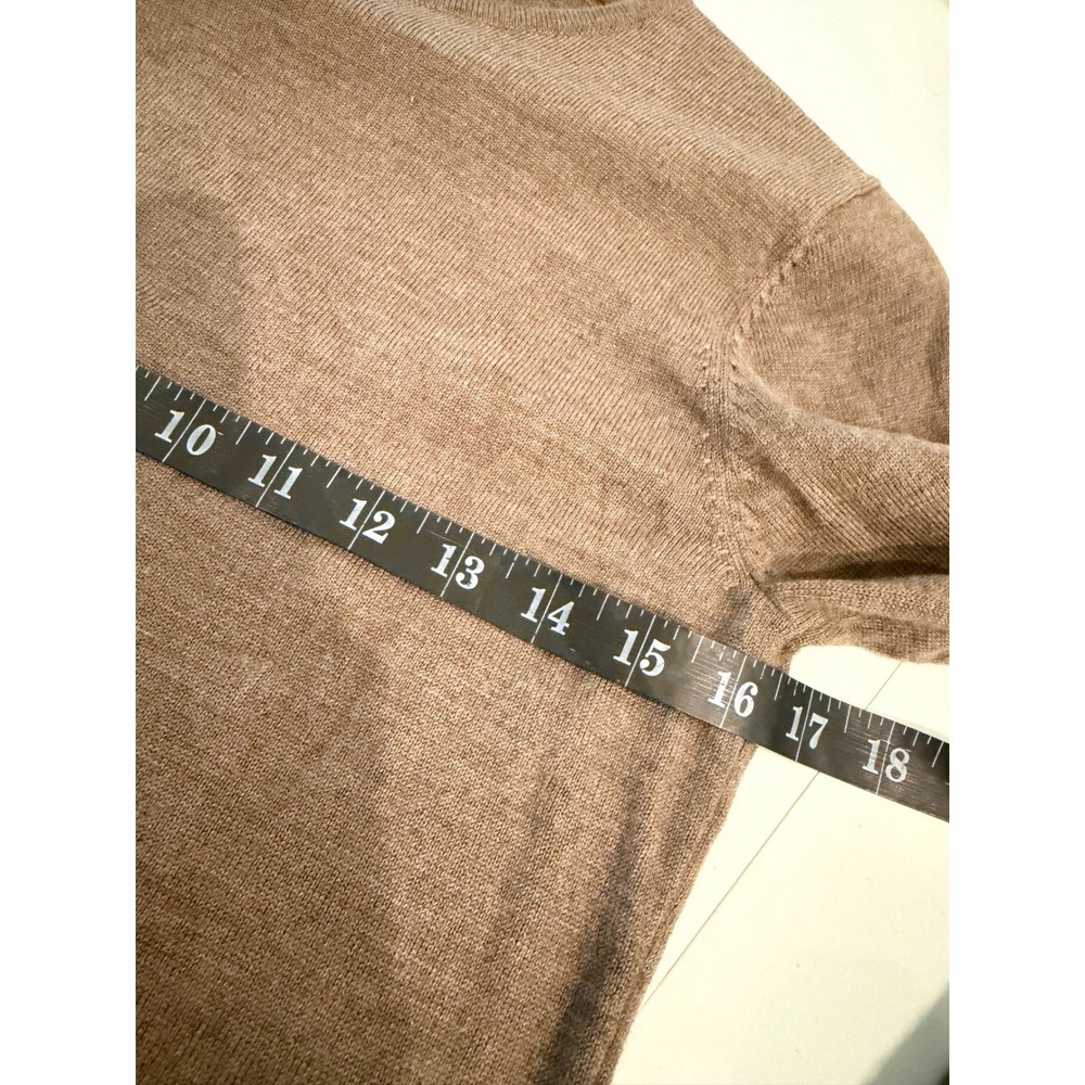 Brown‎ Merino Extrafine Wool Crew Neck Sweater S Luxury Minimalist Fisherman - Picture 7 of 8